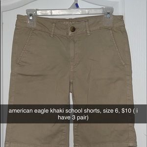 american eagle khaki school shorts